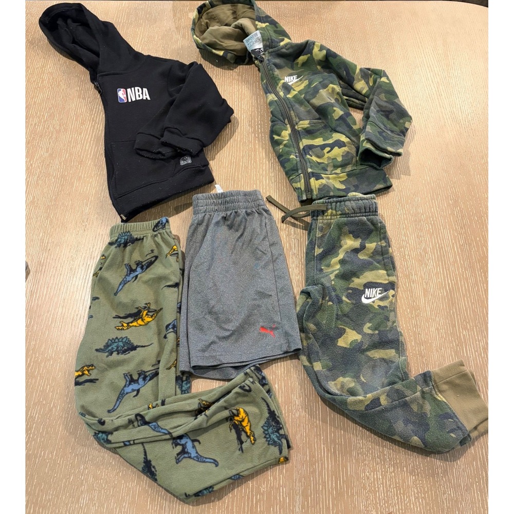 Boys 4T-5 Clothing 5pc Lot Nike NBA Jordan Camo Hoodie Pants Shorts Dinosaurs